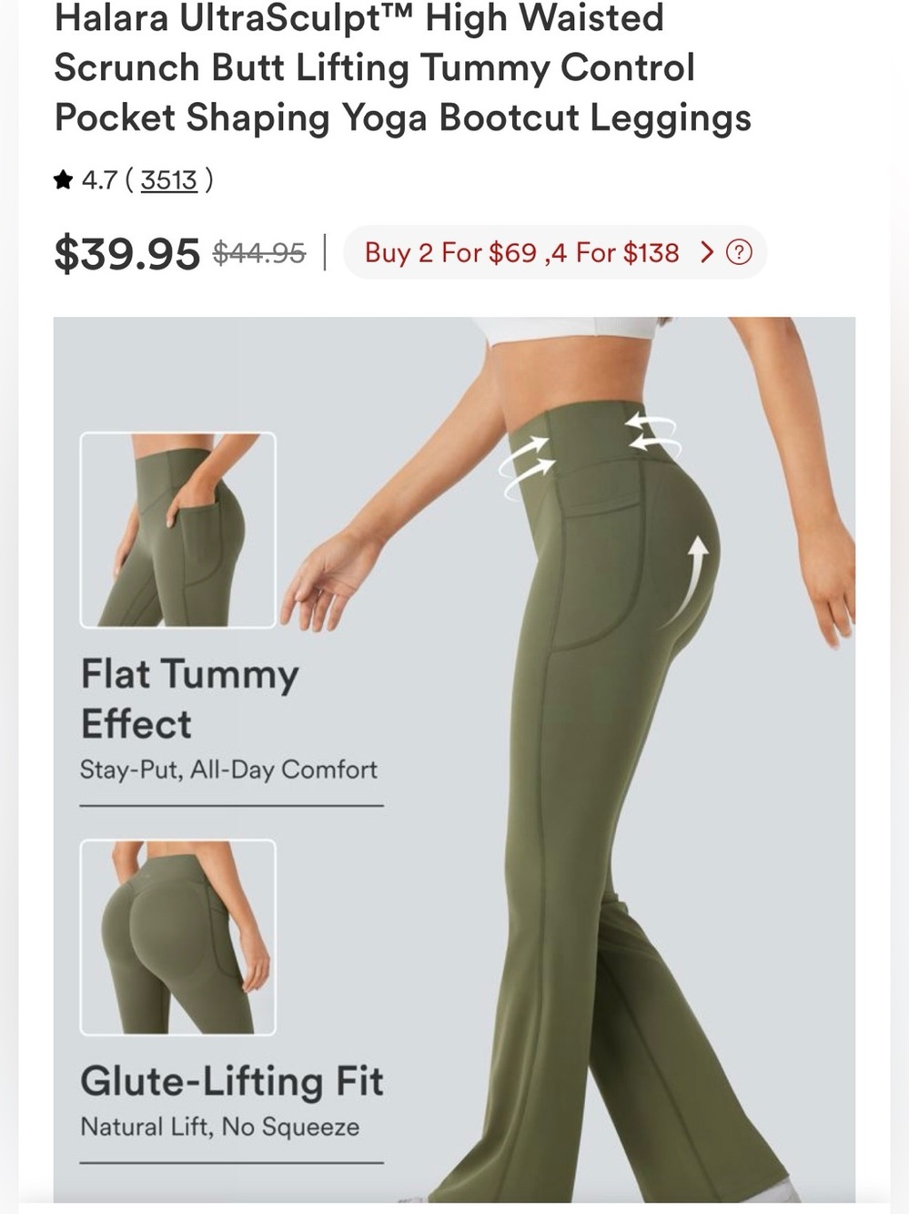 HALARA Green High-Waisted Leggings